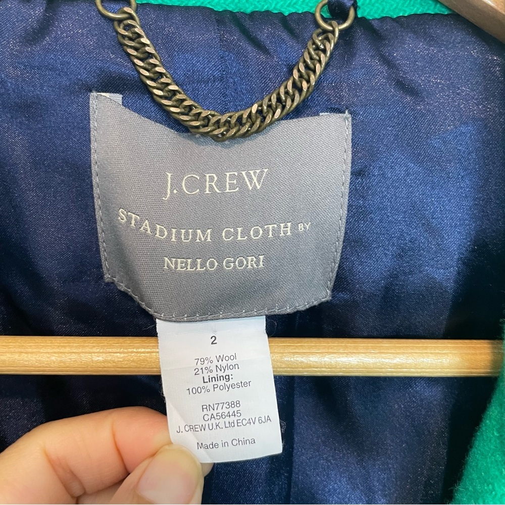 J Crew Stadium Cloth Cocoon Coat Kelly Green Wool Blend Size 2 - Picture 5 of 6